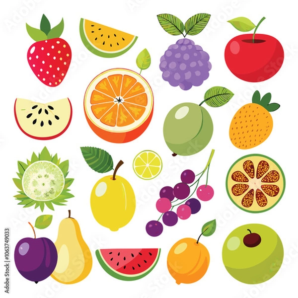 Fototapeta fruits set vector