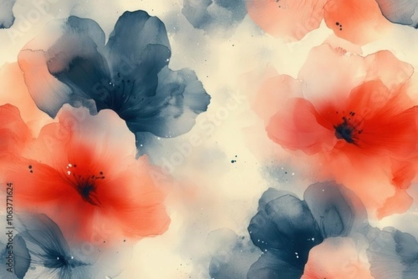 Fototapeta seamless pattern inspired by watercolor painting featuring soft blended strokes in assorted pastel shades creating a soothing and artistic background perfect for various design applications