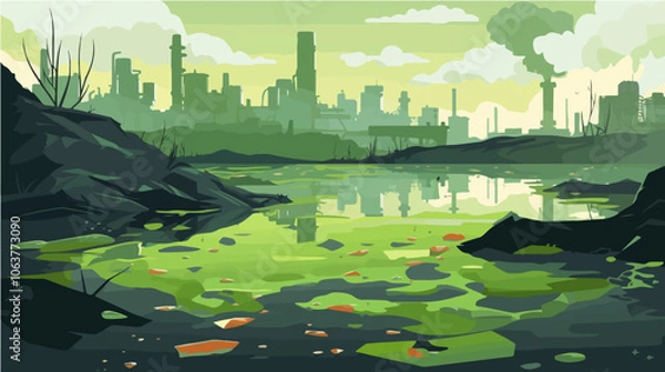 Obraz Illustration on the topic of environmental pollution. Water pollution.