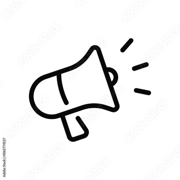 Obraz Megaphone line icon. Promotion symbol vector isolated on white background suitable for web and graphic design.