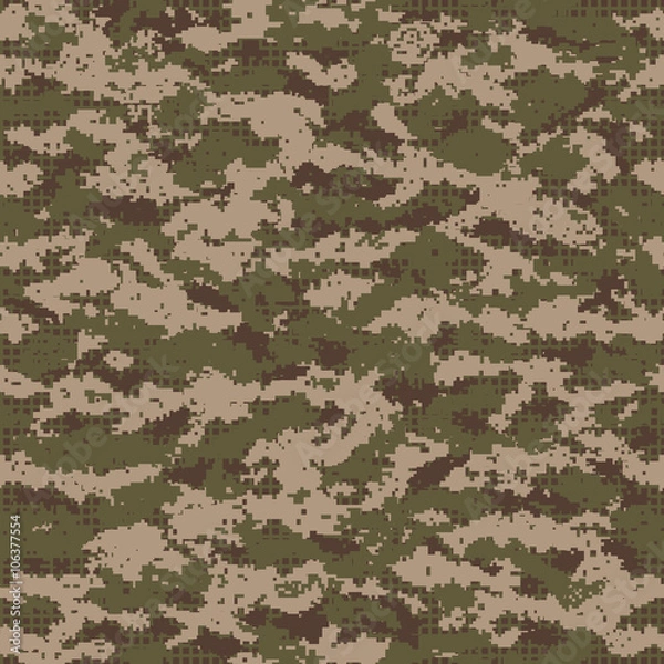 Obraz Vector illustration of camouflage pattern in pixels.