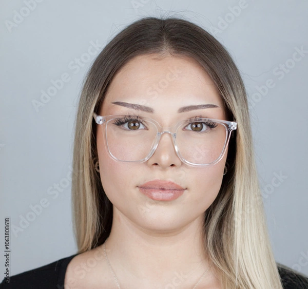 Obraz portrait of a young blonde woman with glasses