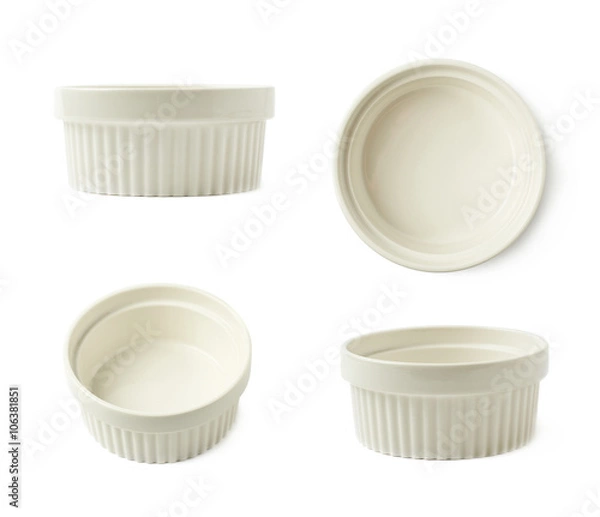 Obraz Porcelain souffle ramekin dish isolated
