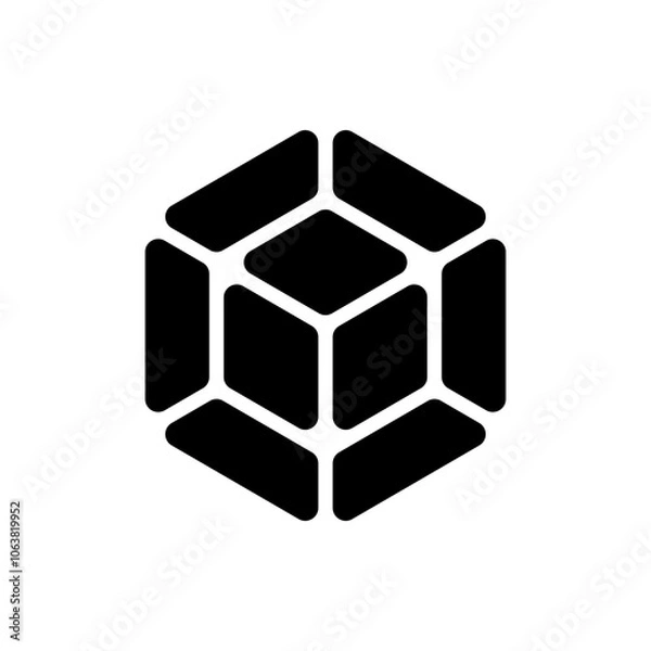 Fototapeta Cube, tesseract simple icon. Flat design. White background