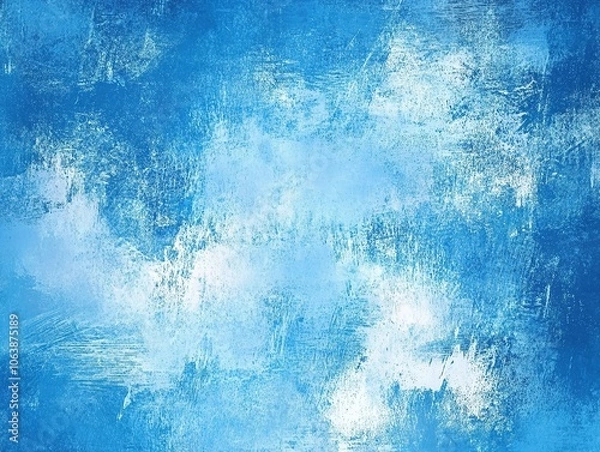 Fototapeta Rustic blue wall with textured peeling paint.