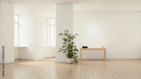 Fototapeta minimal modern living room with sofa and wall paint