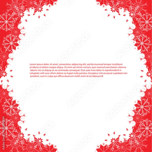 Obraz Snowflake red frame on white Lorem Ipsum stock vector illustration for web, for print, object isolated