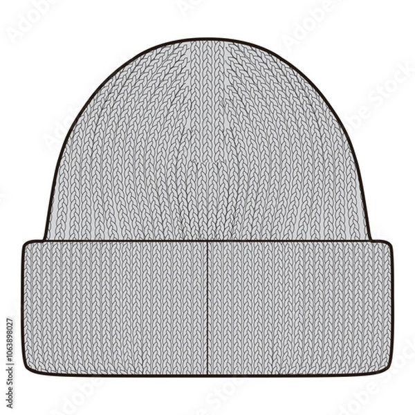 Obraz Knit Beanie Technical Drawing Template with Texture Detail

