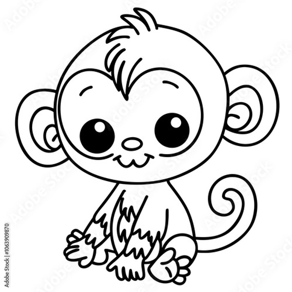 Fototapeta cute monkey doodle 