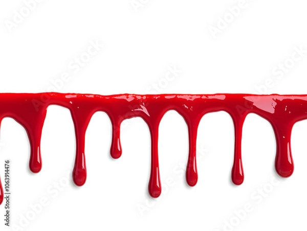 Obraz Red paint dripping isolated on white background	