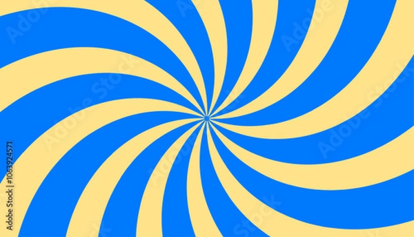 Obraz groovy 70s background with twisted sunburst. vector illustration