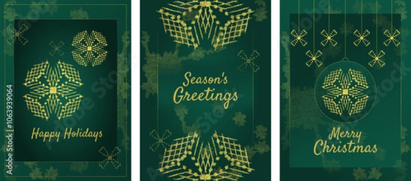 Fototapeta Green and Gold abstract ornament Christmas card concept design