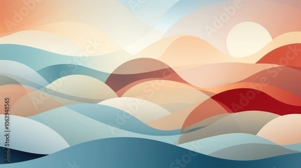 Fototapeta Abstract landscape with soft waves and gradients, evoking tranquility and nature.