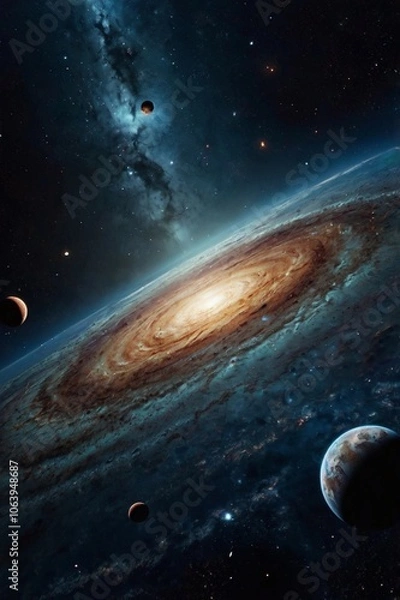 Fototapeta Outer Space Vivid image of galaxies, stars and planets. background, splash screen