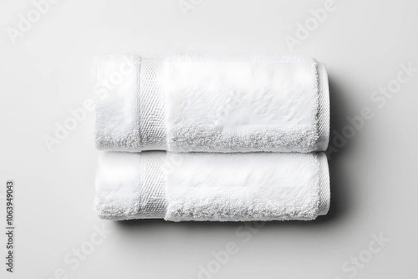 Fototapeta Single rolled white towel, isolated on white background
