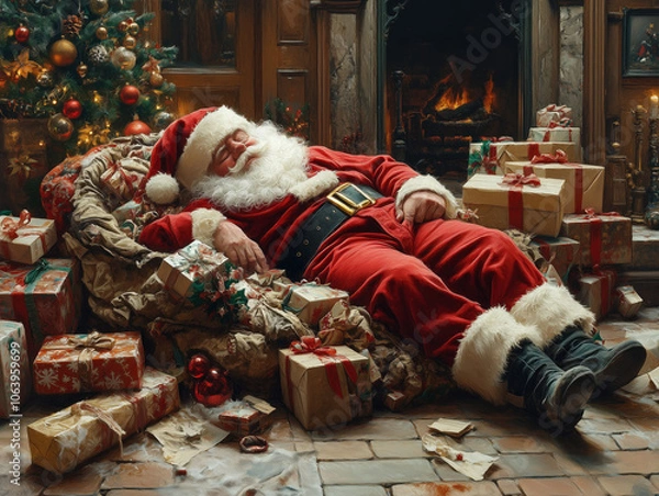 Obraz Sleeping Santa Claus