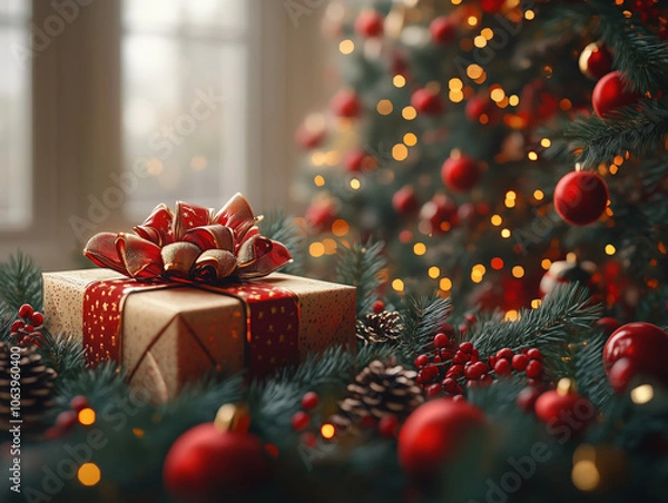 Obraz Geschenk unterm Weihnachtsbaum