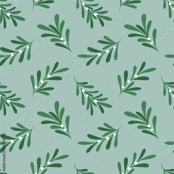 Fototapeta Christmas vector seamless pattern with winter plants.