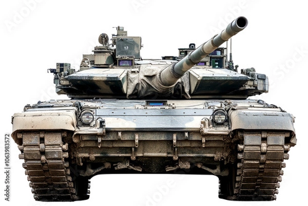 Obraz Rusty Abandoned Military Tank on Transparent Background