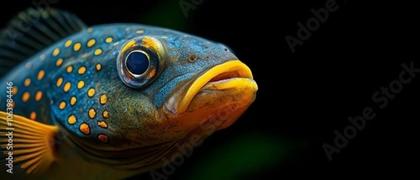 Obraz  A tight shot of a fish against a black backdrop