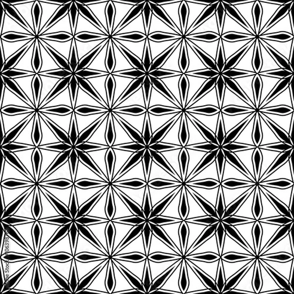 Obraz Vector modern seamless geometry pattern square floral, black and white abstract geometric background, subtle pillow print, monochrome retro texture, hipster fashion design