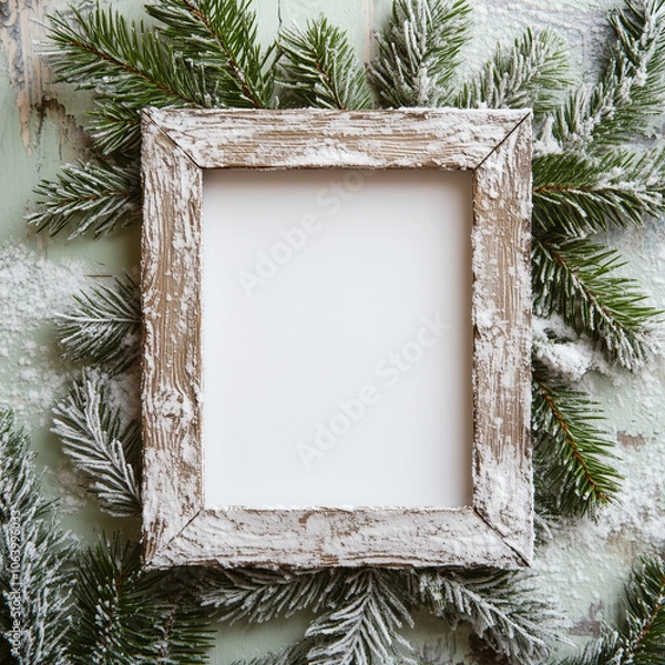 Fototapeta christmas frame with christmas tree