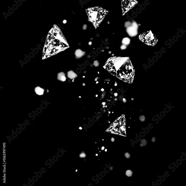 Fototapeta diamond falling on a solid back background