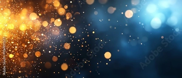 Fototapeta a blue and gold background with bokeh lights