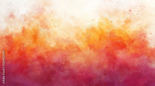 Fototapeta A watercolor background in orange and pink tones, creating an abstract and soft texture with subtle gradients for design projects or graphic art. The colors create a warm atmosphere that adds depths. 