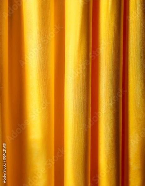 Fototapeta Yellow curtain with many folds background texture