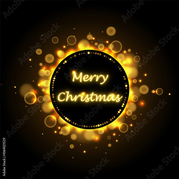 Obraz Golden bokeh soft light, abstract background.  Illustrations of bokeh particles, background decoration, Merry Christmas greeting card