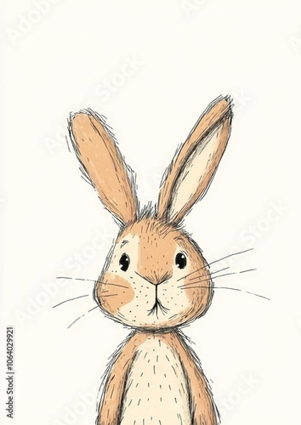 Fototapeta Whimsical Vintage Bunny Illustration for Children's Book Generative AI