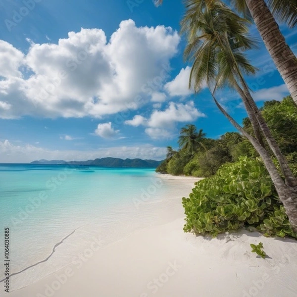 Fototapeta The sun, sand, and sea: paradise on earth.