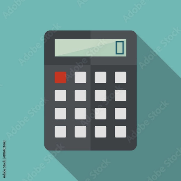 Obraz calculator icon witn long shadow. flat style vector illustration