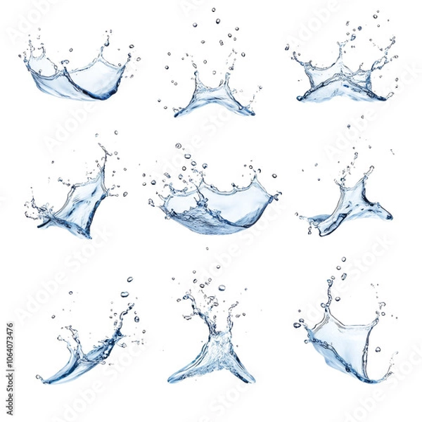 Obraz Blue Water Splash on Curved Shape Isolated on Transparent Background