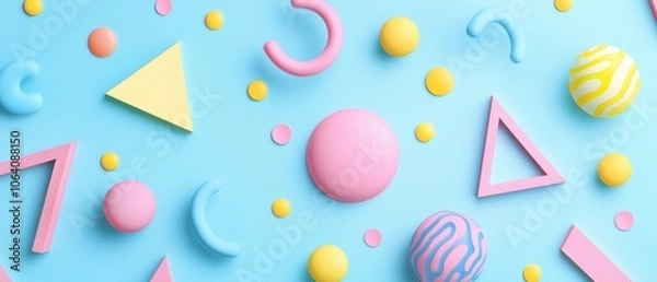 Fototapeta A colorful background with many different shapes and sizes of balls