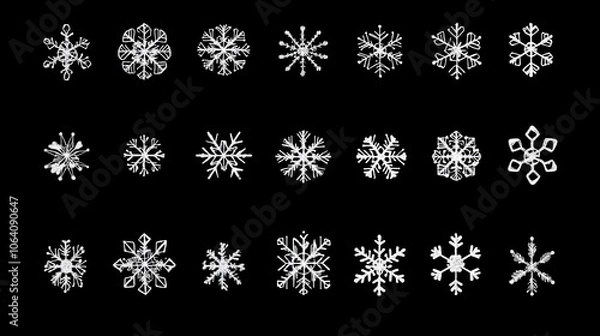 Fototapeta Set of snowflake icons in various styles, ideal for winter-themed designs.