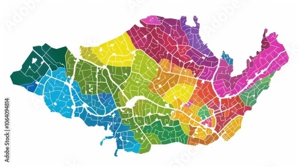 Obraz Colorful Gerrymandered District Map Visualization