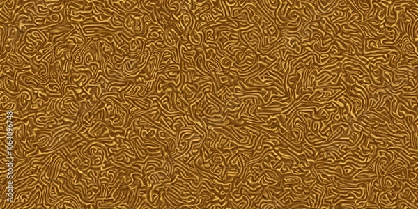 Fototapeta Golden abstract textured metallic background with organic patterns
