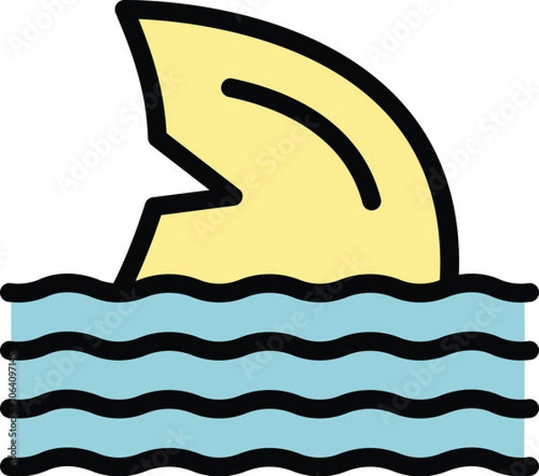 Obraz Cartoon style icon of a shark fin sticking out of the water