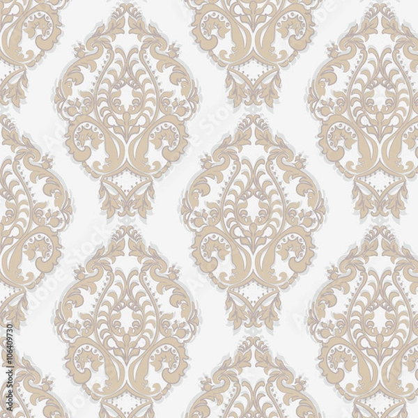 Fototapeta Vector Damask Pattern ornament Imperial style. Ornate floral element for fabric, textile, design, wedding invitations, greeting cards, wallpaper. Black and white color