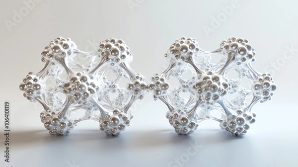 Fototapeta Crystal molecular structure in white