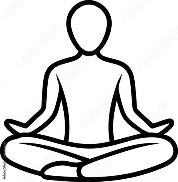 Fototapeta A simple meditation logo featuring a figure in a seated posture, embodying tranquility and mindfulness in a minimalist style