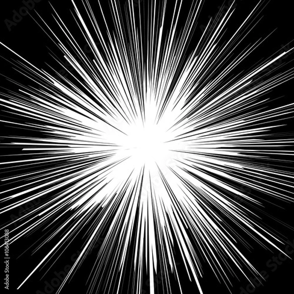 Fototapeta Black and white sunburst abstract background.