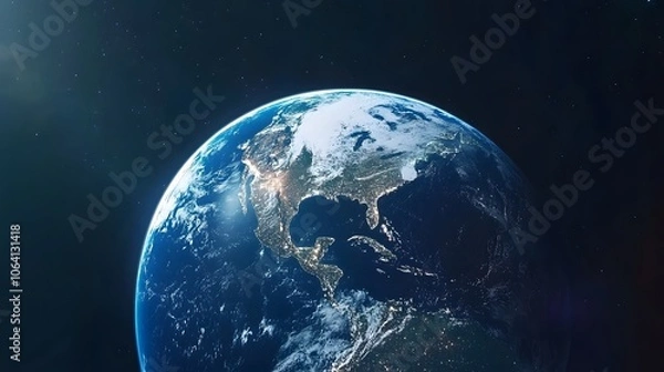 Fototapeta A stunning view of Earth from space, showcasing the continents and oceans.