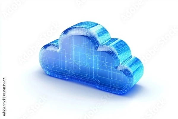 Fototapeta creative 3d cloud computing icon with glowing effect