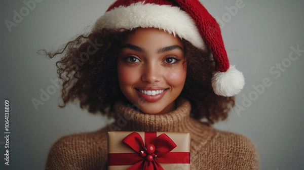 Fototapeta christmas girl with gift