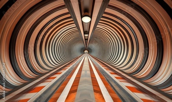 Fototapeta optical illusion of a tunnel with lines warping to give the sense of depth