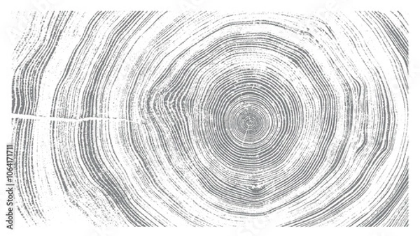 Fototapeta Circular detail of tree rings pattern cut wood texture. Light gray and white ring pattern from a felled tree wood slab.