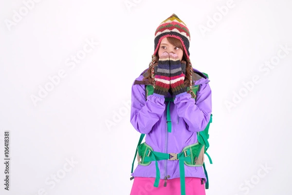 Obraz 山ガール　日本人女性　白バック